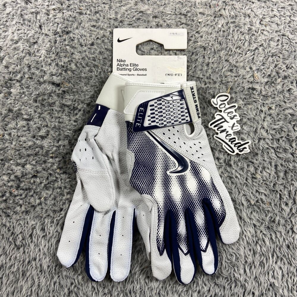 Nike Alpha Elite PE Penn State Batting Gloves Size Large Men Grey Navy